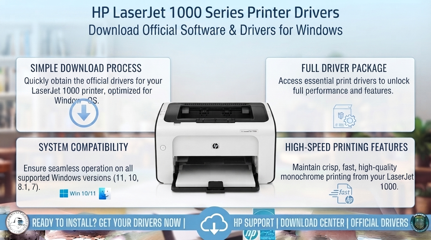 HP LaserJet 1000 Printer drivers for Windows